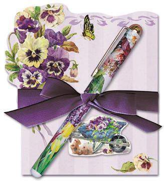 Pansy Die Cut Notepad and Pen - Very Limited!