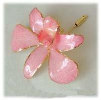 Pink Orchid Pin with 24k Gold