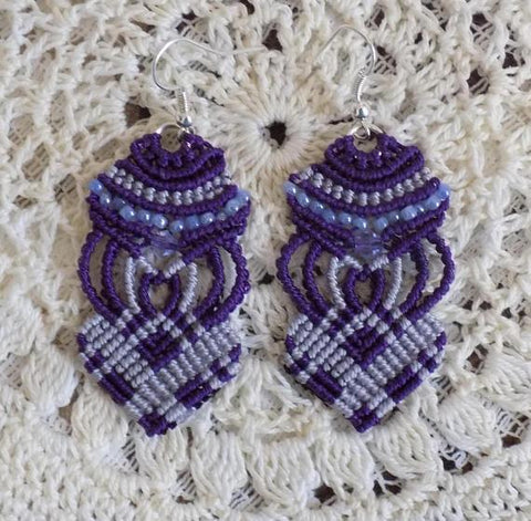 Purple Evening Macrame Earrings