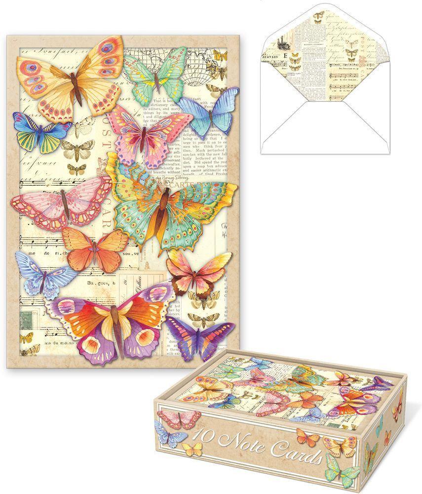 Romantic Die Cut Boxed Cards - Bright Butterflies