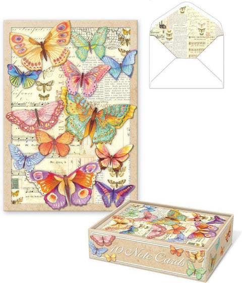 Romantic Die Cut Boxed Cards - Bright Butterflies