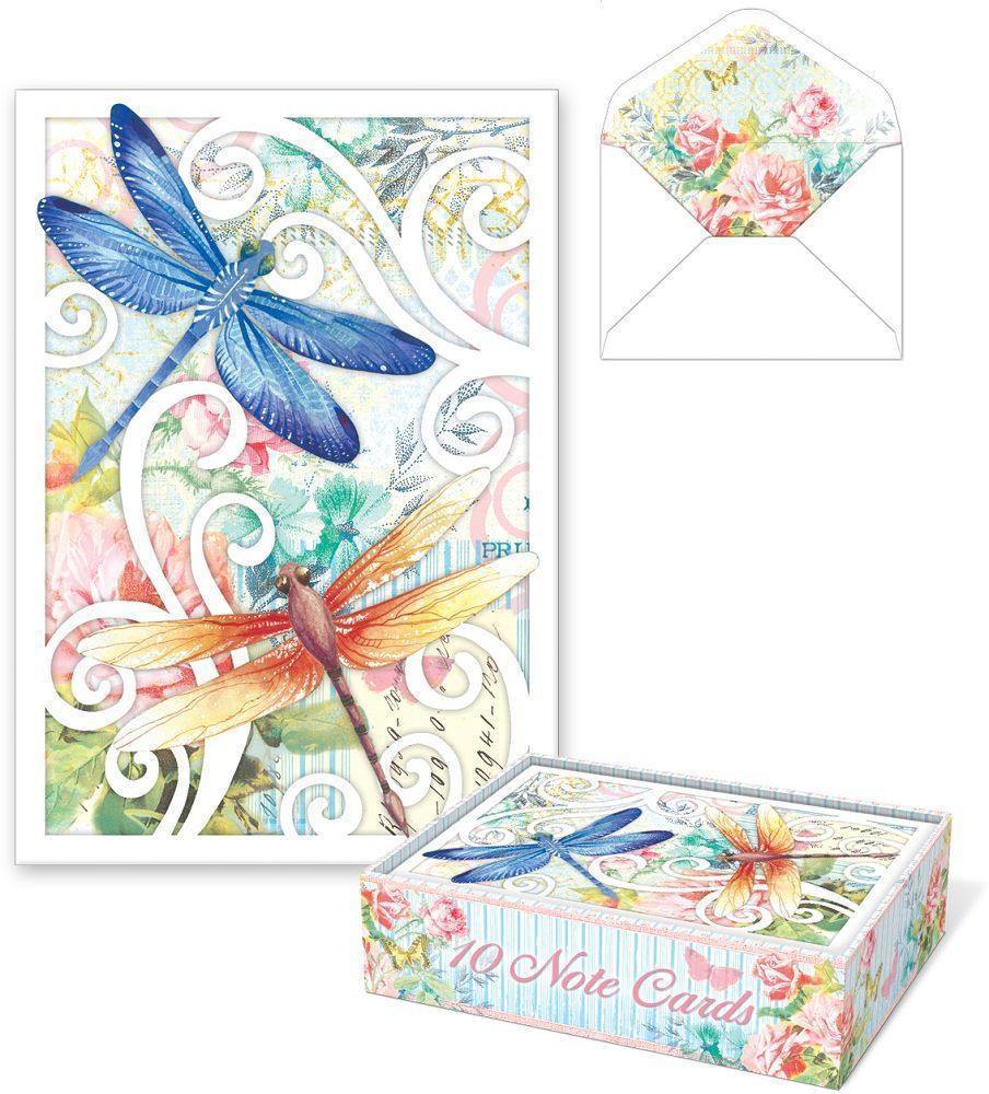 Romantic Die Cut Boxed Cards - Dragonflies