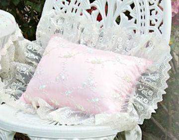 Roses and Pearls Ivory Pink Pillow