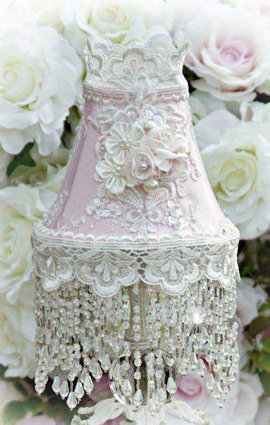 Roses and Pearls Small Beaded Victorian Lampshade