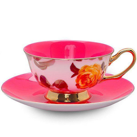 Satin Shelley Bone China Teacup (Tea Cup) & Saucer Pink