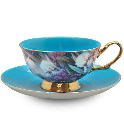 Satin Shelley Bone China Teacup (Tea Cup) Turquoise