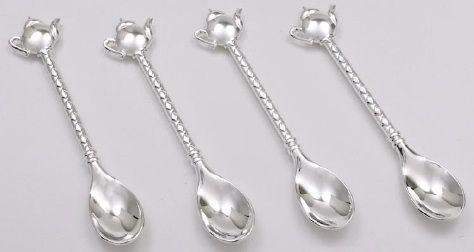 Set of 4 Teapot Demi Spoons