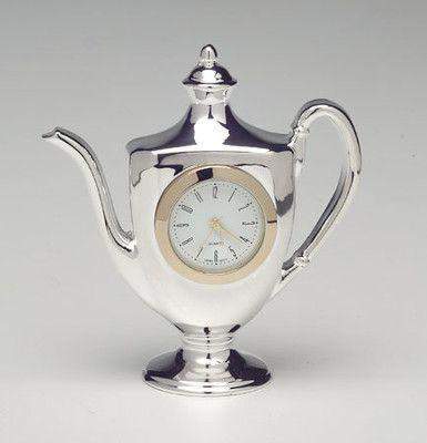 Silver Teapot Clock Kettle