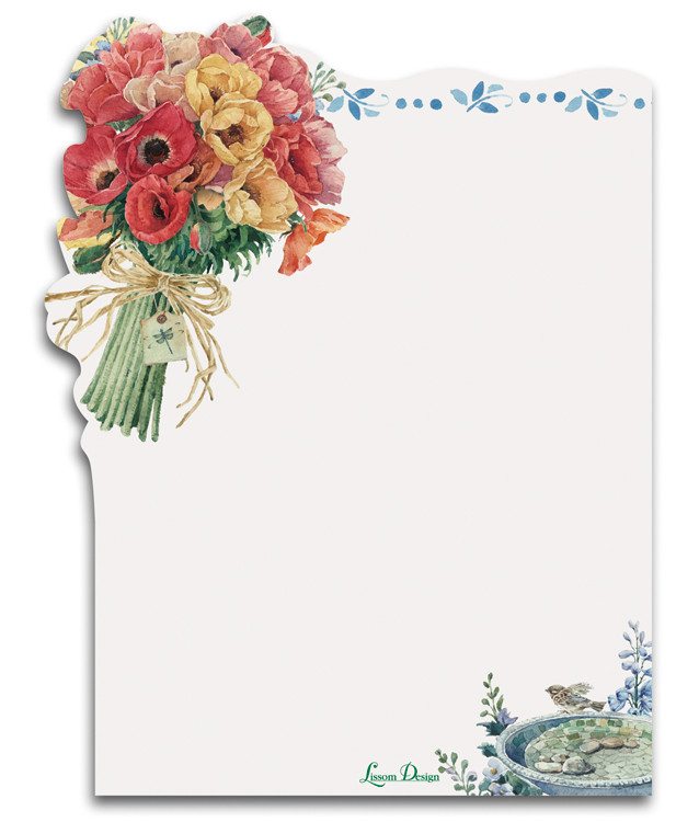 Poppies Sticky Notes Pad - Roses And Teacups 