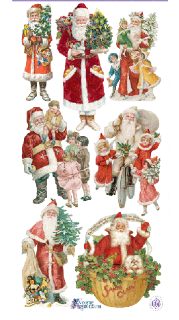 Victorian Christmas Merry Cherry Santas 2 Sheets of Stickers - Roses And Teacups 