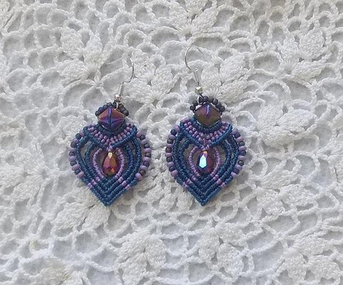 Sweetheart Purple Macrame Earrings