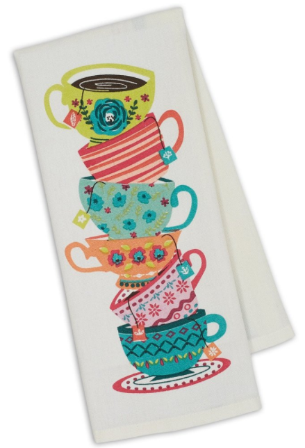 Tea Cups Printed Dishtowel