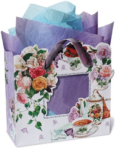 Tea Rose Cottage Gift Bag with Hang Tag - Roses And Teacups 
