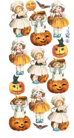 Old Fashioned Halloween Victorian 2 Sheets of Stickers - Roses And Teacups 