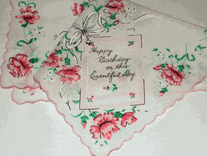 Birthday Vintage Style Cotton Hankie - Roses And Teacups 