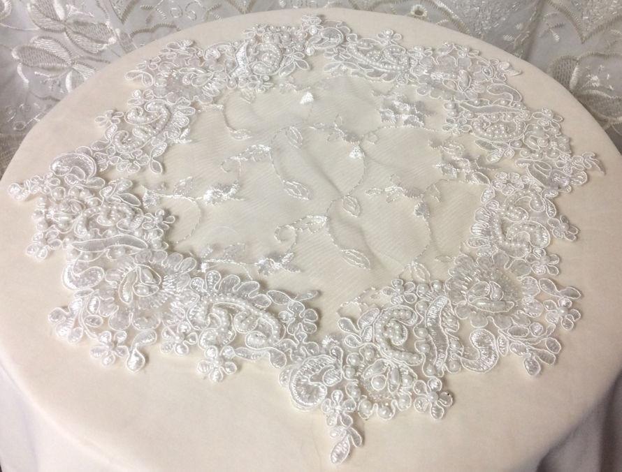 White Beaded Lace Doily